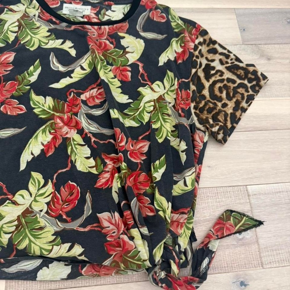 Ralph Lauren multicoloured floral top with leopard print sleeves. Size M - Picture 3 of 8